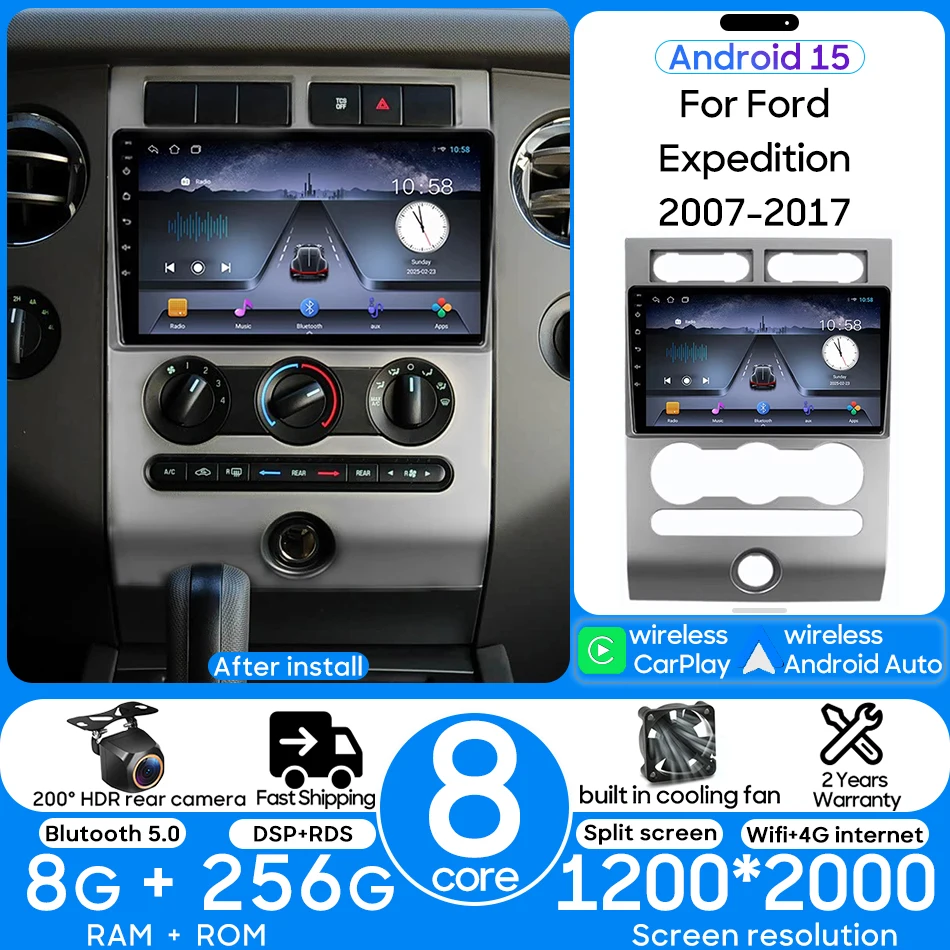 

Для Ford Expedition 2007-2017 Android 15 Carplay Авто Стерео Авто Мультимедийное Радио Видеоплеер Навигация GPS 8 + 256G Без 2din