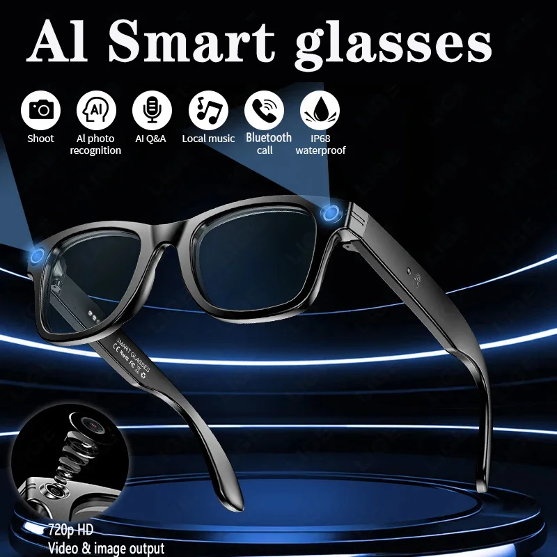 

Умные очки для записи видео, распознавание фотографий, отвечающий перевод с искусственным интеллектом, 260 мАч, IP65, водонепроницаемые очки для камеры с Bluetooth-вызовом