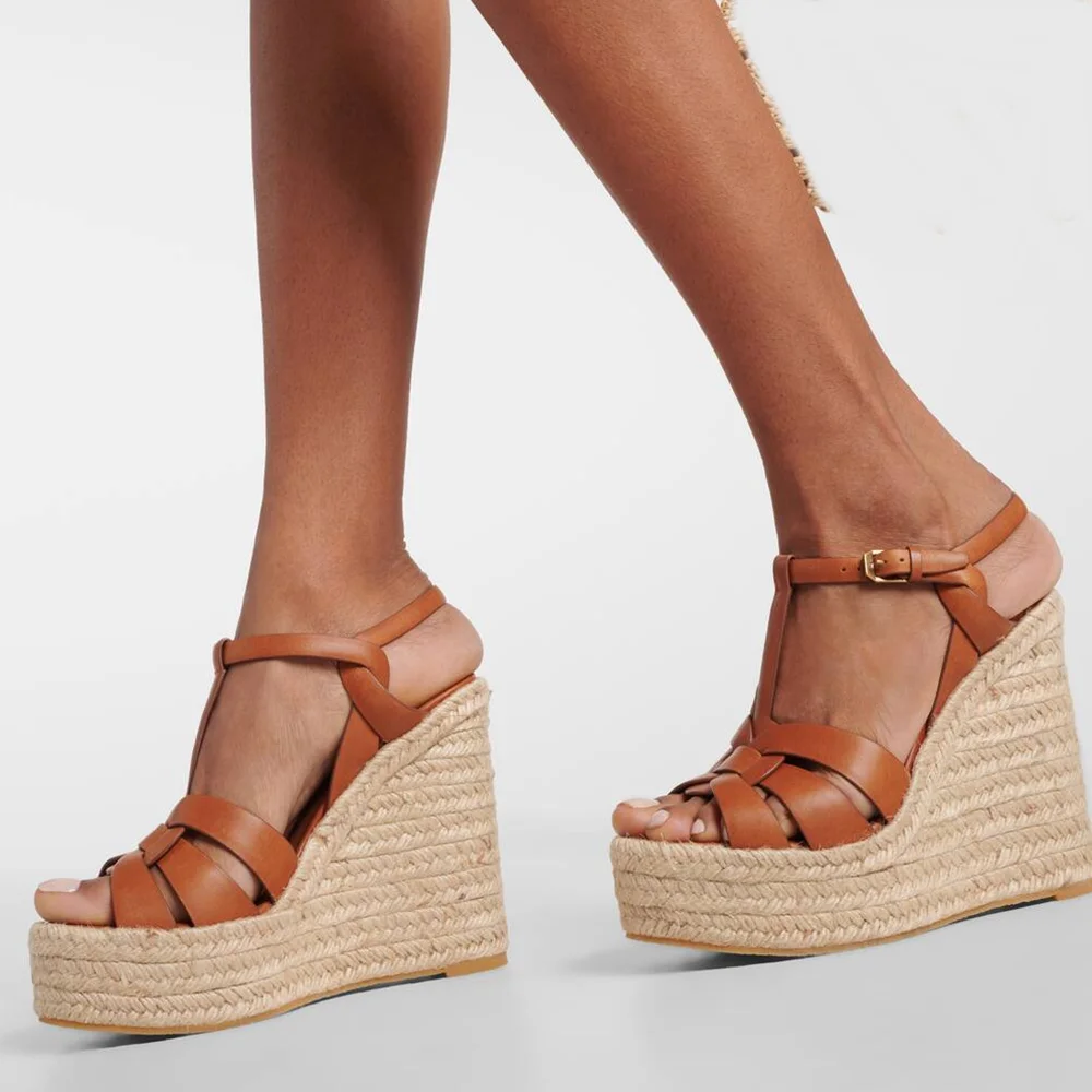 

Platfrom Wedges Weaving Leather Sandals Sexy Pointed Toe Accept Cuatomized New Arrivasl Fashion Women Modern Shoes