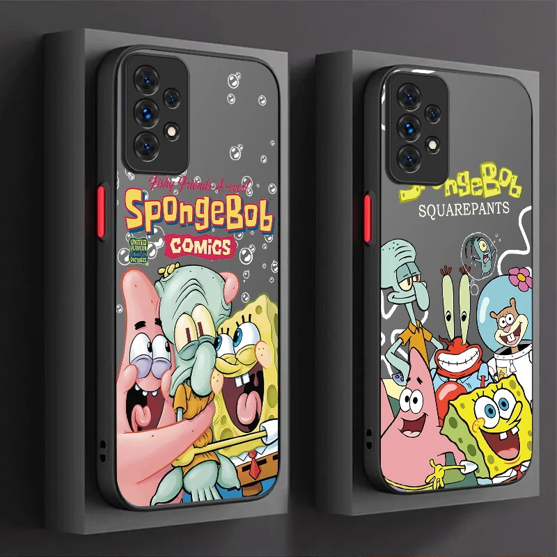 Lovely SpongeBobs Matte Hard Case For Samsung Galaxy A16 A53 A54 A34 A24 A06 A05 A05S A13 A23 A33 A73 A72 A52S A52 A32 A22 A12