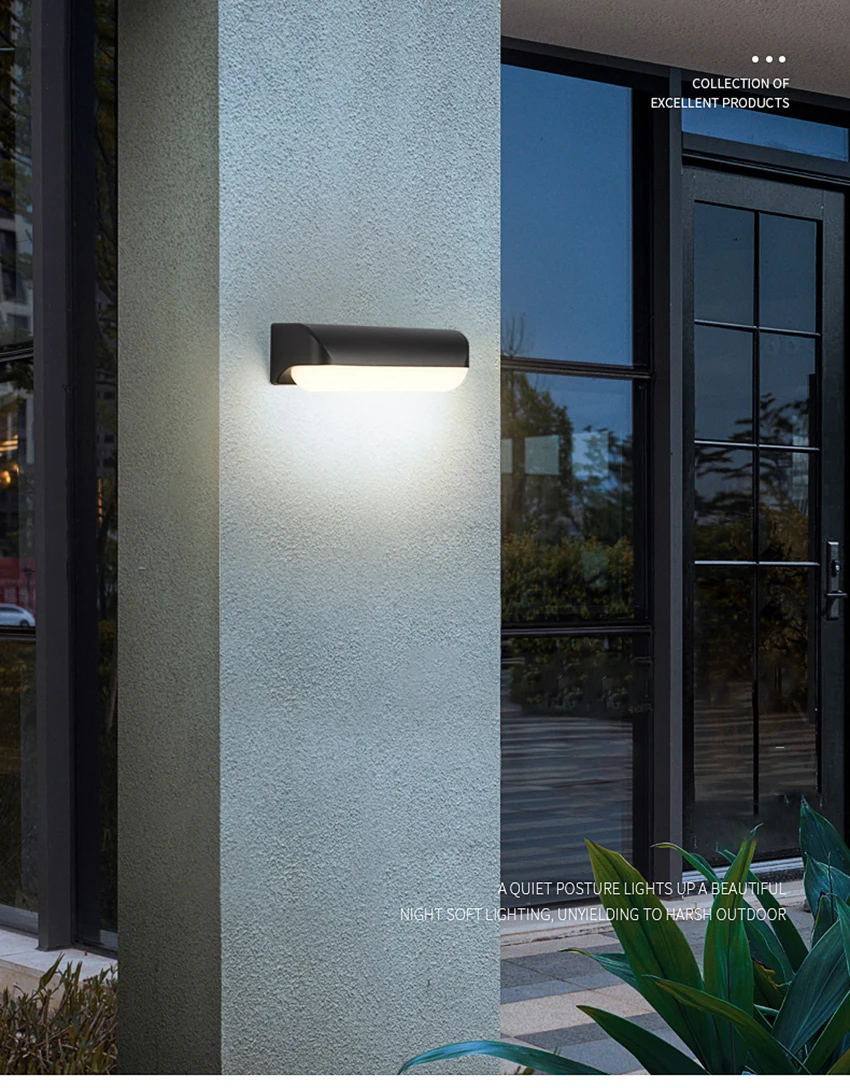 Applique murale LED imperméable en aluminium et acrylique, éclairage d'extérieur, AC90-260V