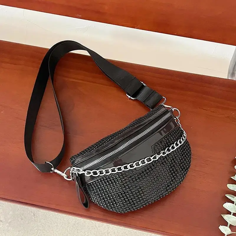 Women Fanny Pack Diamond Waist Belt Bag Luxury Designer Shoulder Bags For Fashion Handbag Chain Chest Crossbody