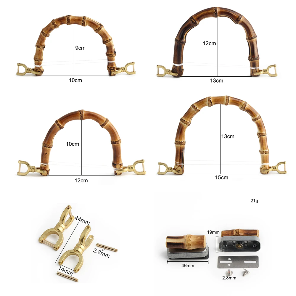 1/5/10Sets 10x9/12x10/13x12/15x13 CM Whole Set U Shape Bamboo Handles With Lock Clip Buckle For Bags Handbag Purse Accessories