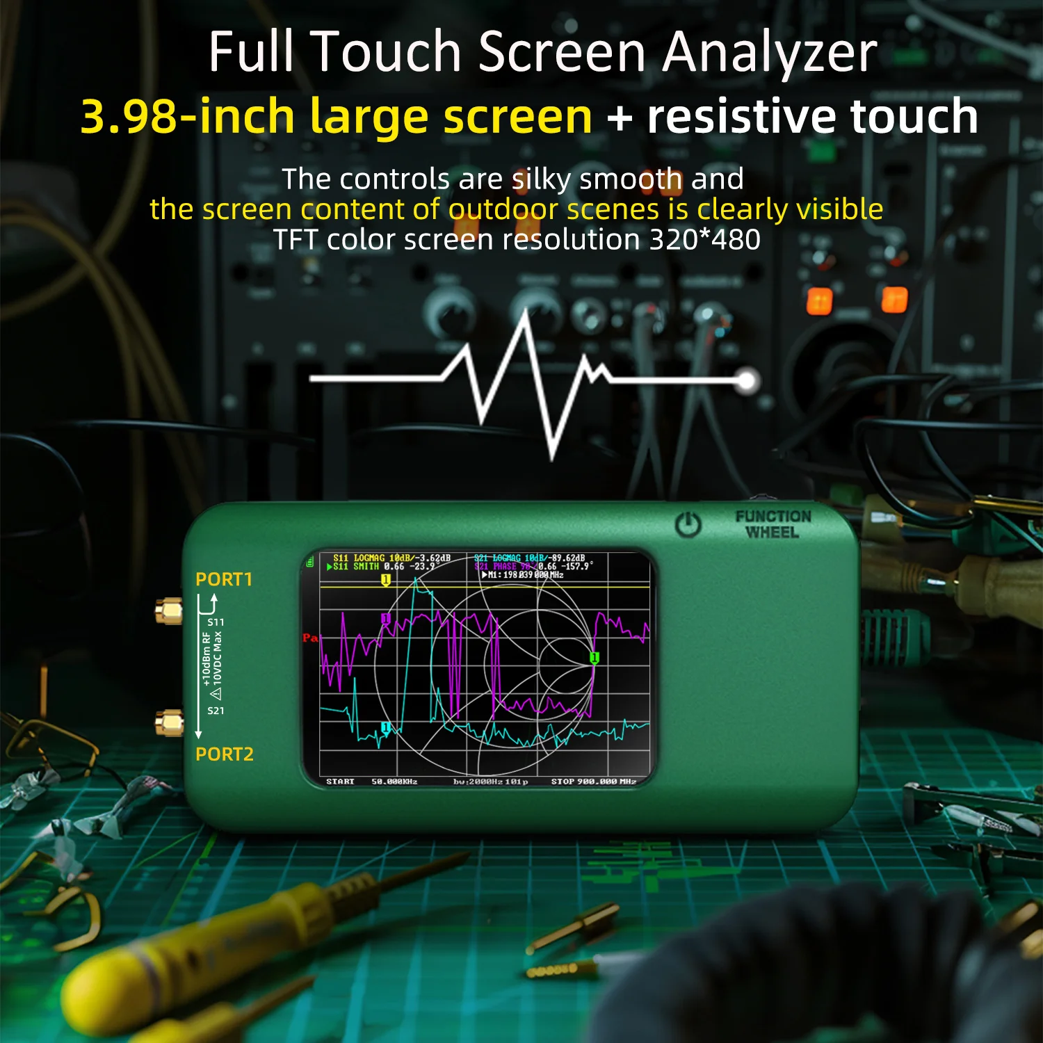 

3.98 Inch Vector Network Analyzer 10k-1.5GHz Standing Waves MF HF VHF UHF SHF Antenna Analyzer With SD Card Slot VNA Tester