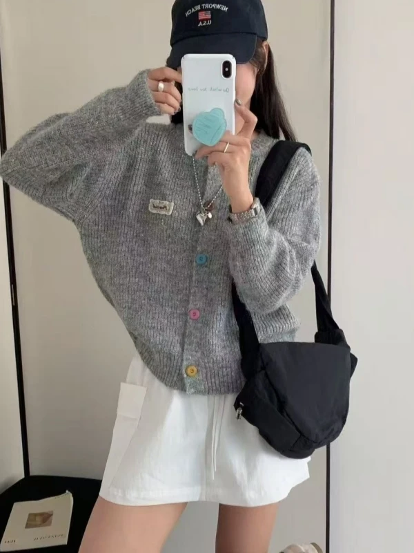 لينة مريحة محبوك سترة مفتوحة سترة طويلة Sve فضفاضة المرأة Faion الخريف جديد Sle اللون الأزرق بلوزة غير رسمية متعددة الاستخدامات #4