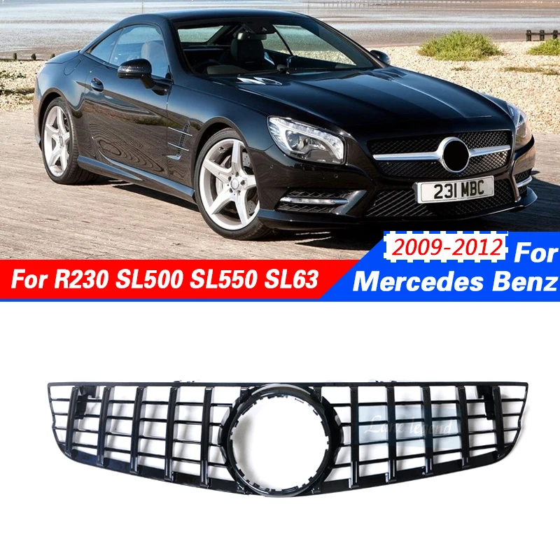 

Car Front Grille Grill Upper Bumper Hood Vent Mesh Grid For Mercedes-Benz R230 SL Class SL500 SL550 SL63 2009-2012 Medium net