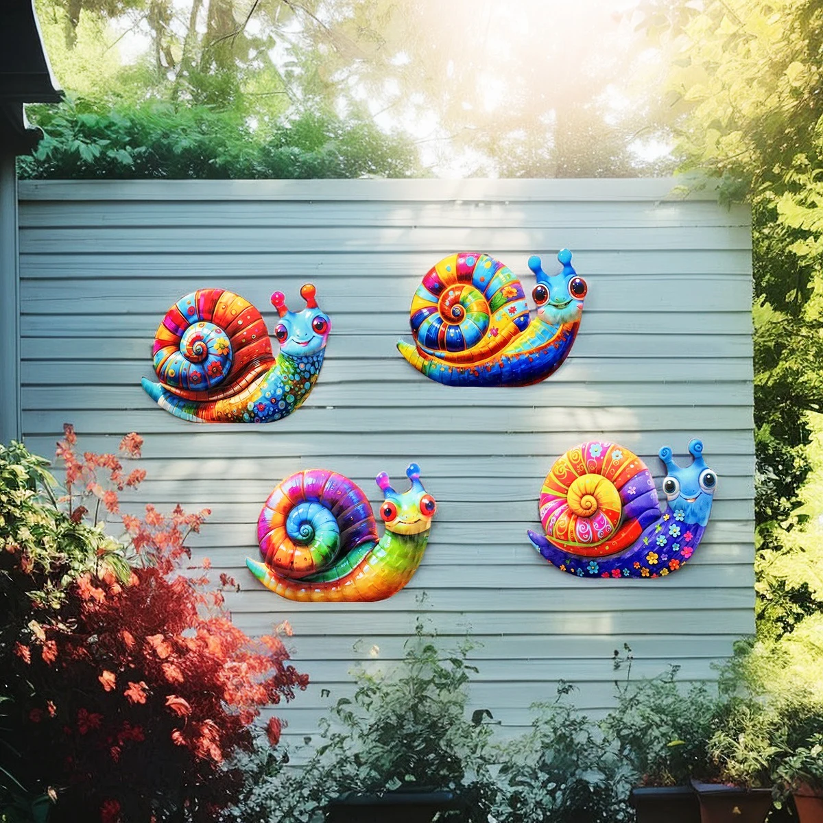 ศิลปะโลหะ Snail Wall Decor เหล็กที่มีสีสัน Art Snail ประติมากรรม Snail แขวนเครื่องประดับสําหรับ Outdoor Home Office Yard Garden งานแต่งงาน