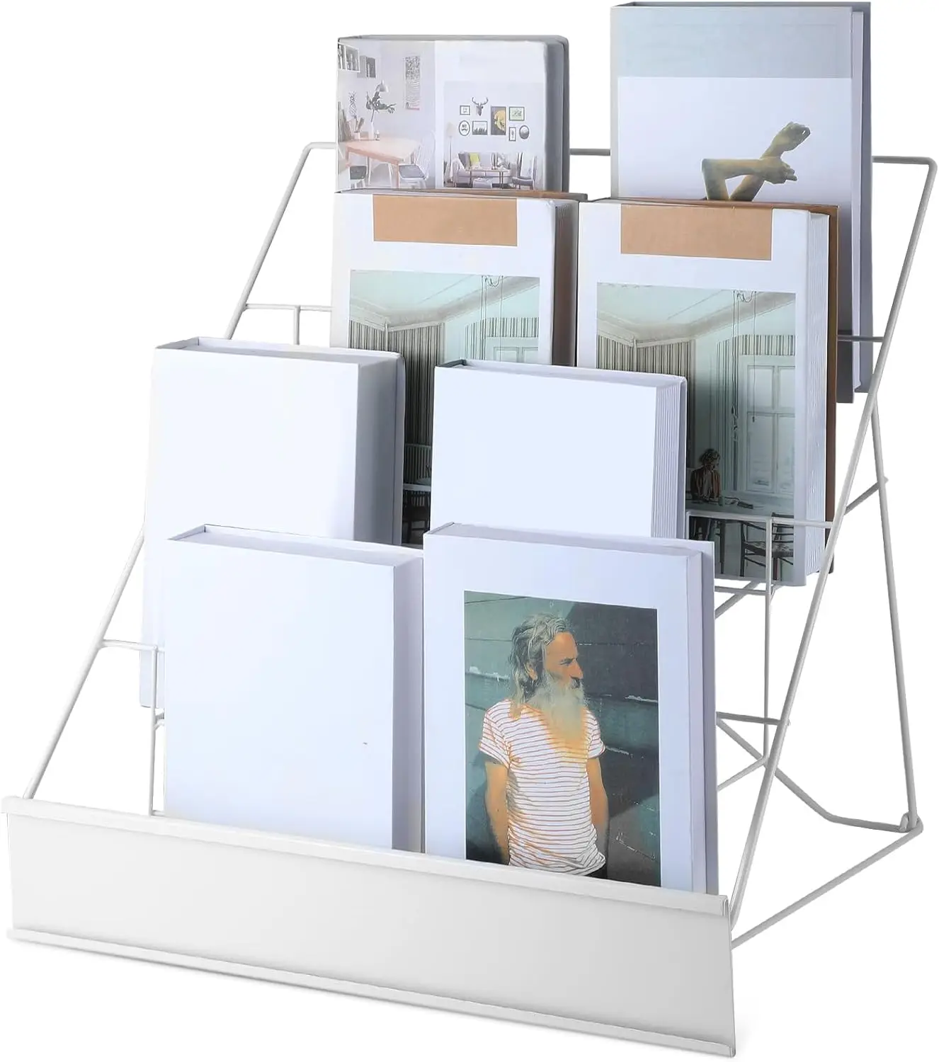 Book Display Rack 4 Tier Comic Wire Book Display Rack 18 White Tabletop CD Magazine Retail Countertop Metal Racks for D