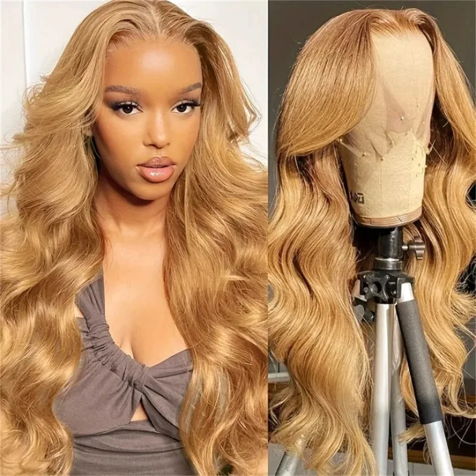 

Honey Blonde HD Lace Wig Body Wave Lace Frontal Wigs 13X4 Pre Plucked Heat Resistant Synthetic Lace Front Wig Daily Wear Cosplay