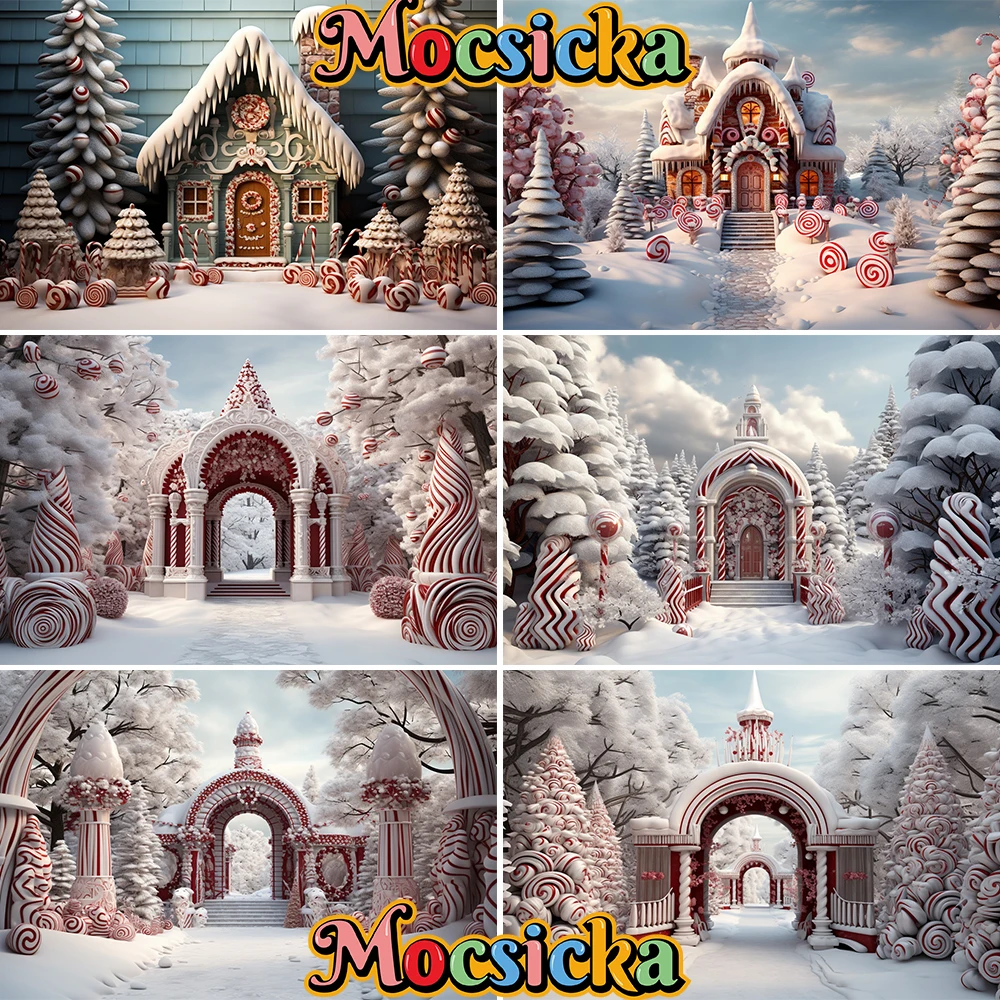 Mocsicka Christmas Holiday Park Backdrops Xmas Kids Photography Props Child Adult Photocall Snowflake Christmas Trees Background