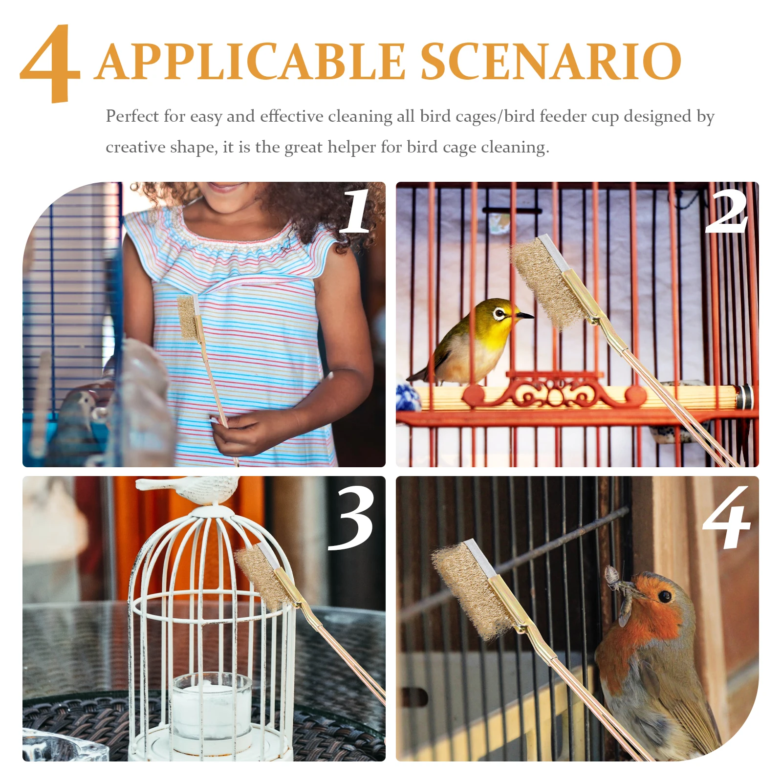 

Copper Wire Brush for Bird Cage Cleaning Long Handle Professional Brushes Durable Material Easy Cleaning Pet Supplies