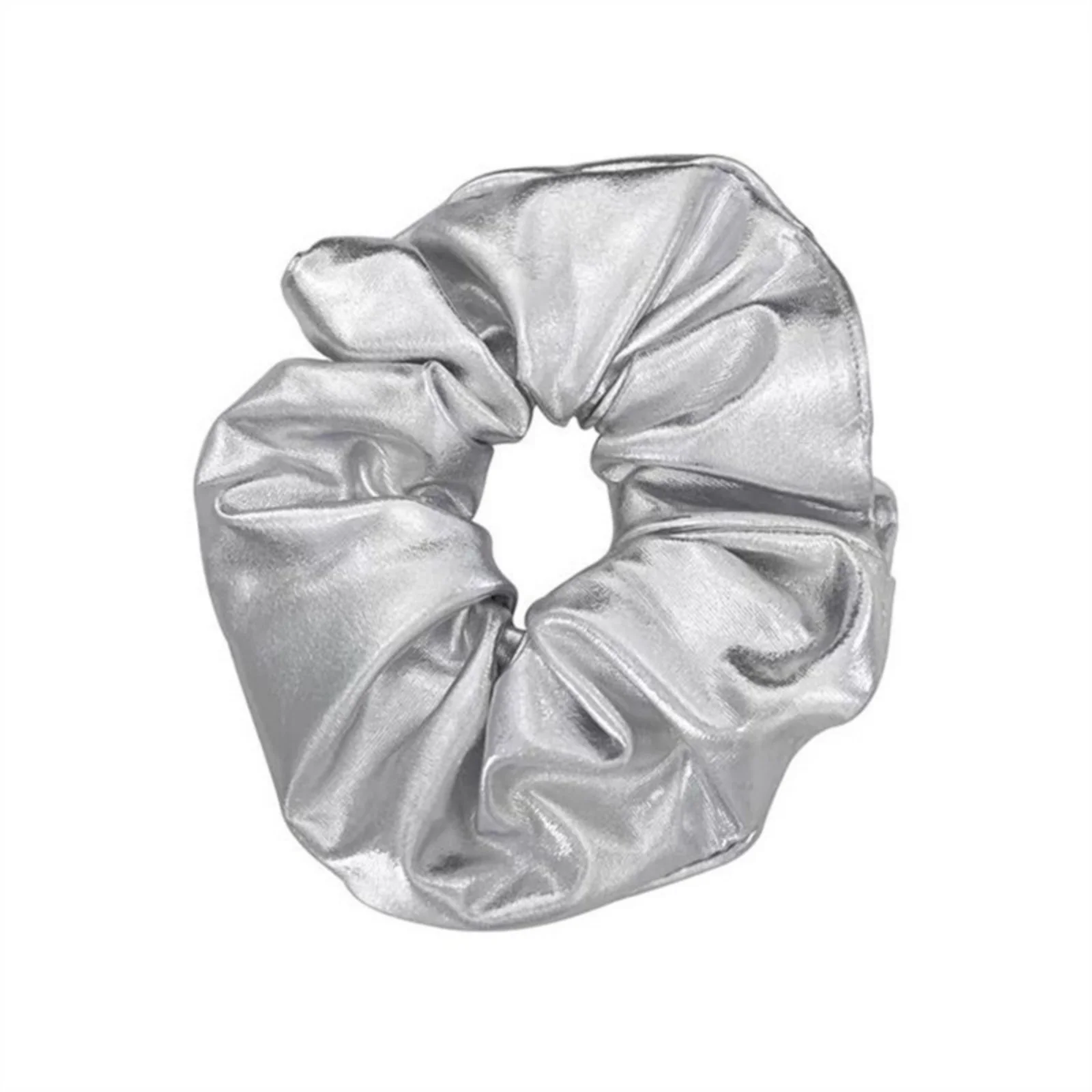 y2k Scrunchies Metal Silver Color Medium Size Hair Tie Sweet Simple Elastic Hair Band Women Hair Accessories Daily Headwear image 5
