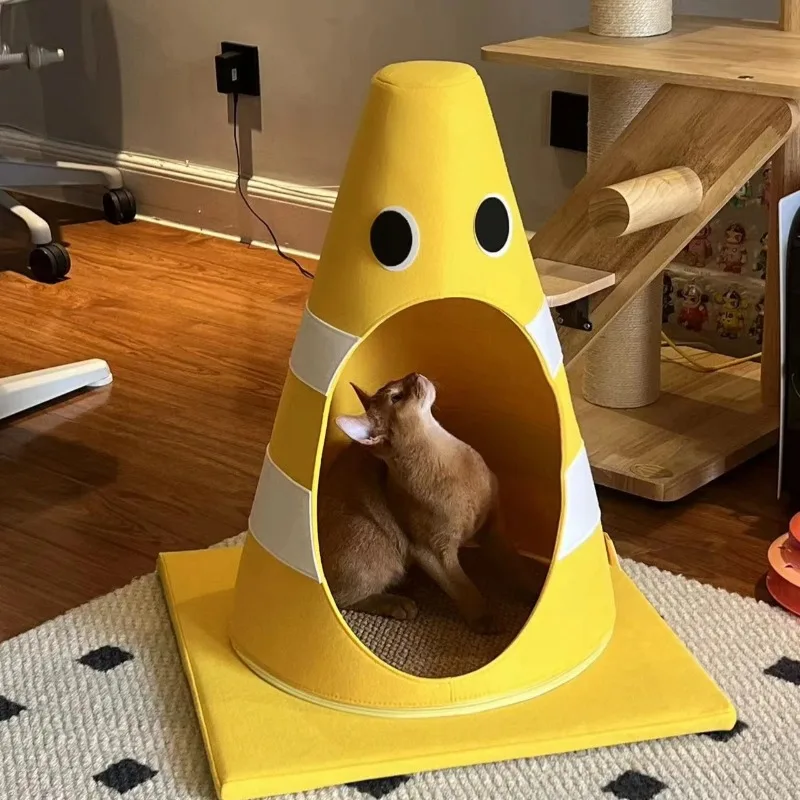 

‌ Зимний домик для домашних животных с когтеточкой — кровать для кошек и ящик для собак на термоподкладке, теплая флисовая питомник для холодной погоды