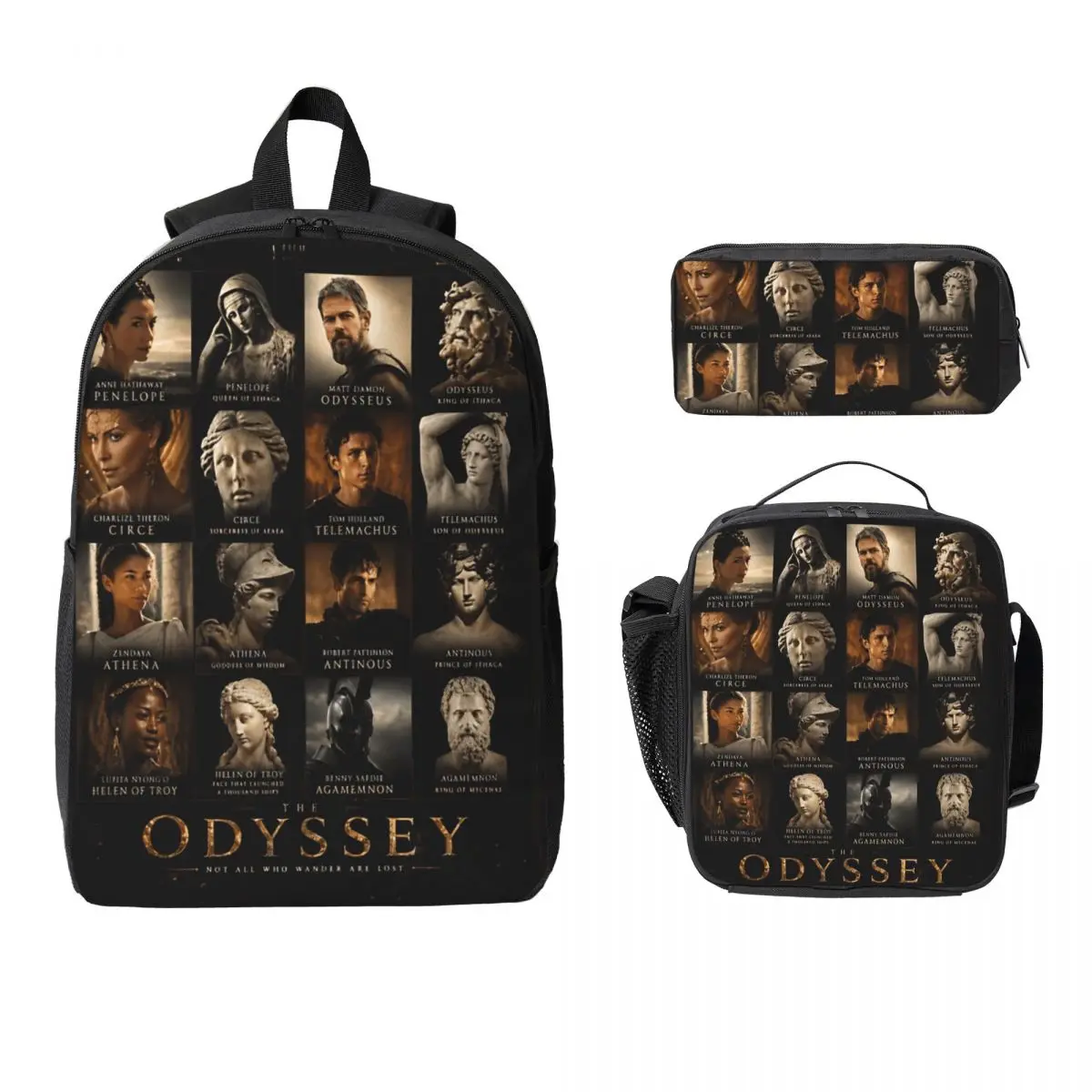 3Pcs The Odysseys  Backpack Set for Boy Girl Pencil Boxes Bookbag Sets with Lunch Box For Primary School Students Daypack