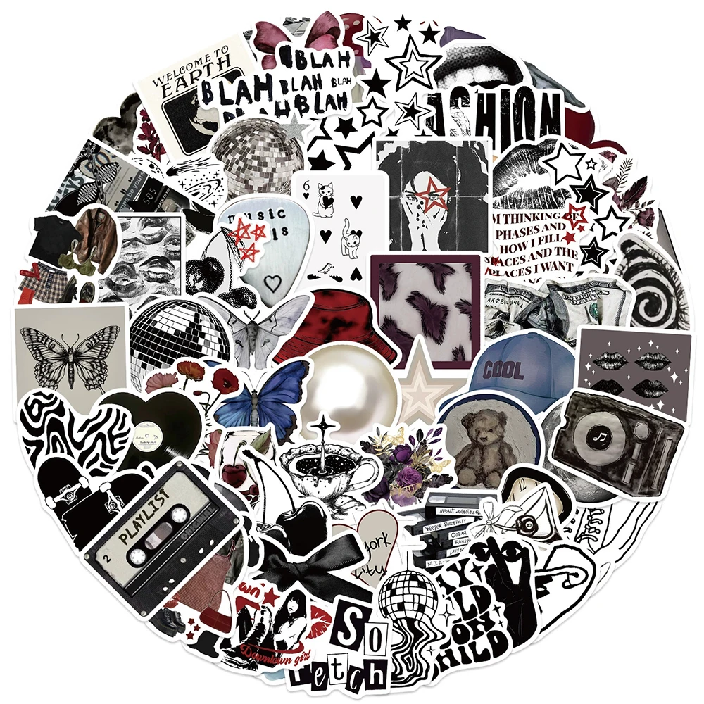 10/30/50/100pcs Donkere Esthetische Downtown Y2K Meisje Stickers Cool Cartoon Creatieve Decals Skateboard Koffer telefoon Sticker Verpakking