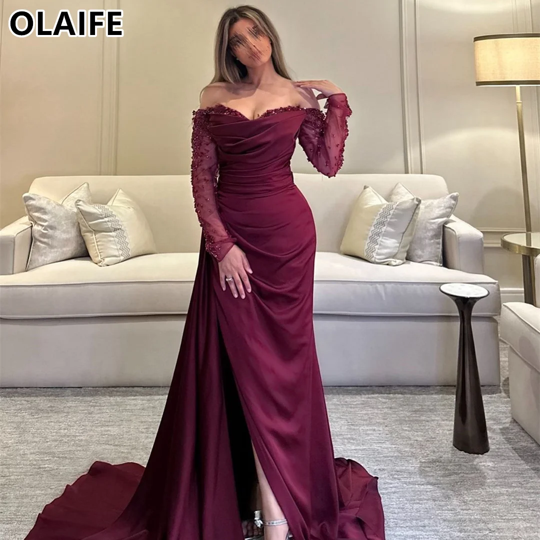 Long Sleeve Evening Dresses Summer Prom Party Dress فساتين للمناسبات الرسمية vestido de noche elegante mujer vestidos de gala