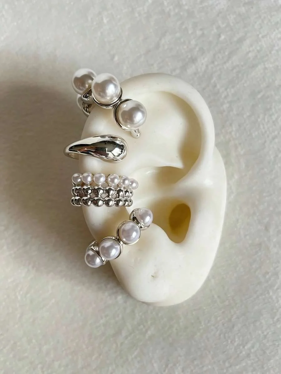 Women's Vintage Coin Pearl Clip-On Earrings, Exaggerated Design