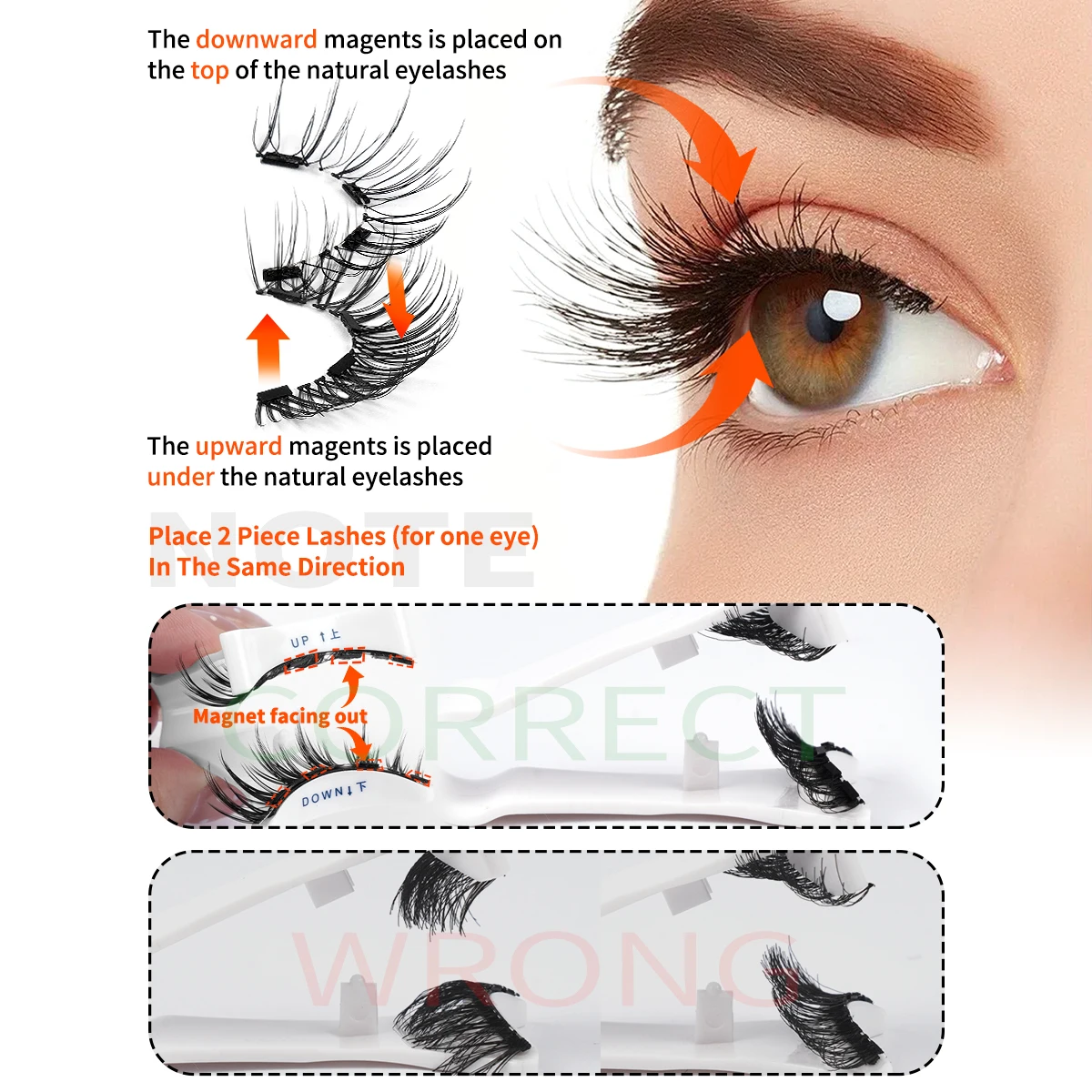MAGEFY Magnetyczne rzęsy z aplikatorem Bez kleju Magnetyczne rzęsy wielokrotnego użytku Naturalne magnetyczne rzęsy Anime Cat Eye