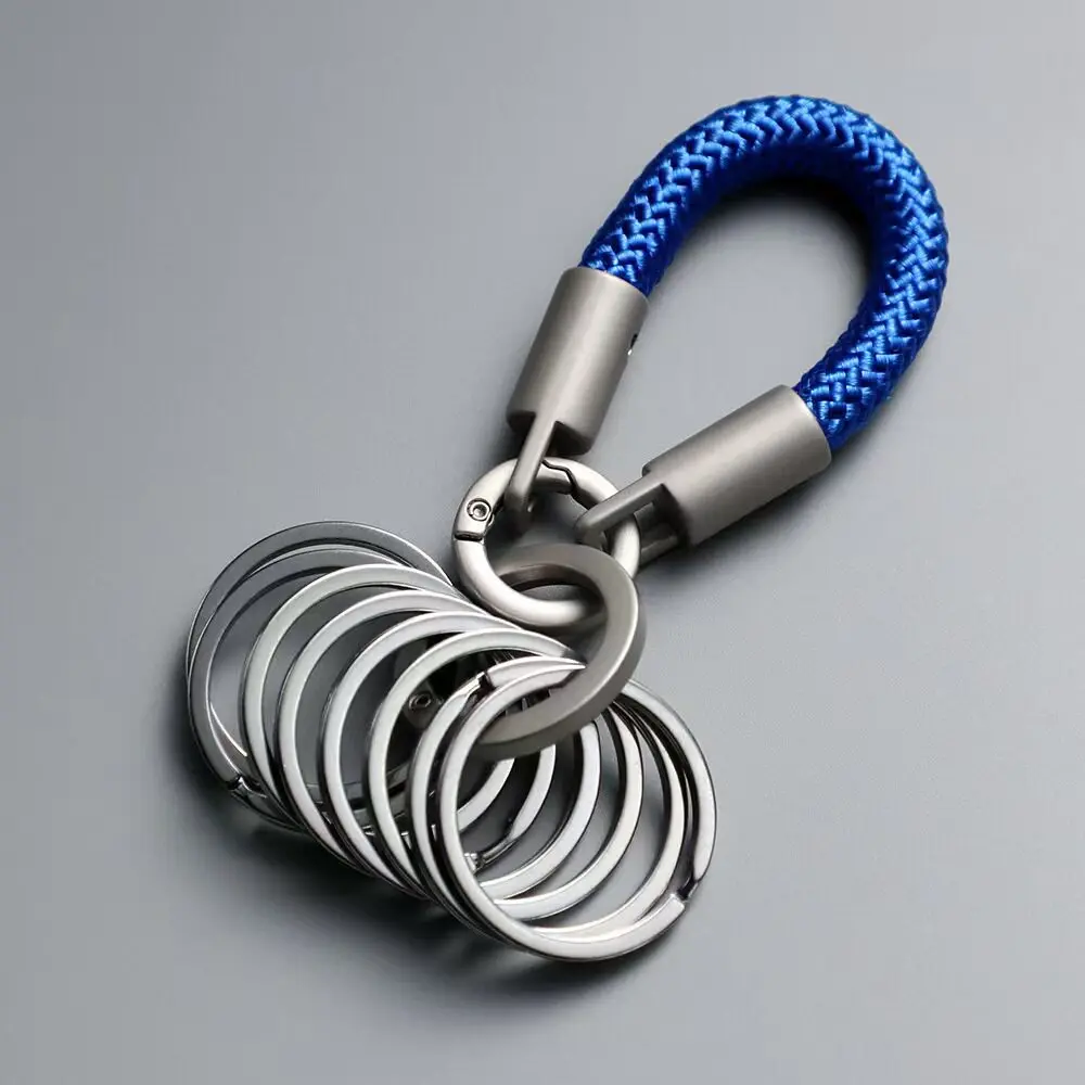 Minimalistischer Schlüsselanhänger aus Titanlegierung mit Naturfinish, Mehrfachring-Organizer, Multifunktionales Insta-Style Schlüsselband – Detail 15