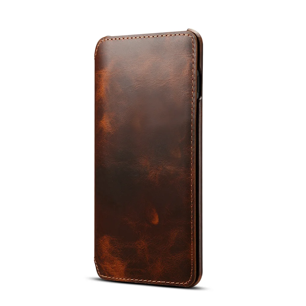 Luxury Oil Wax Top Layer Cowhide Flip Case for Samsung Galaxy S8 S9 S10 Plus S10E Note 8 Note 9 Simple Wallet Leather Case