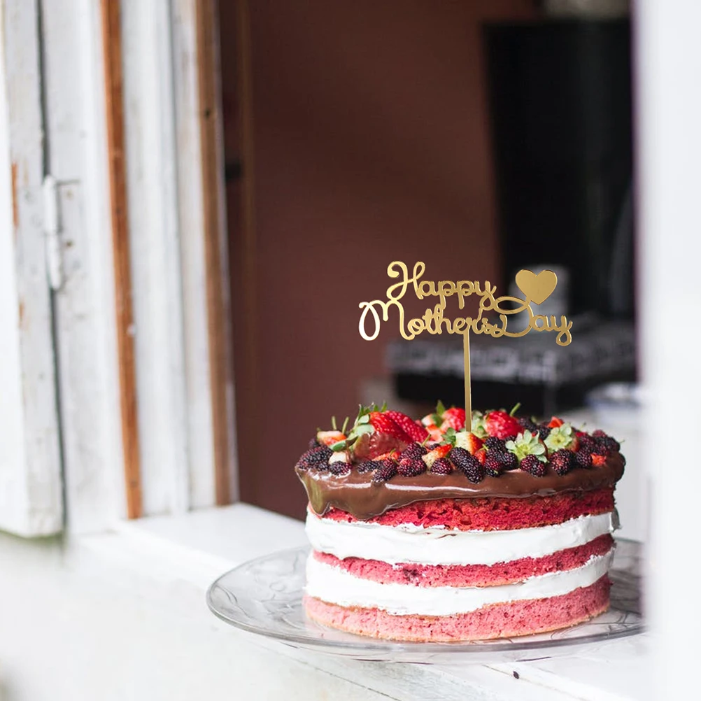 

10 Pcs Cake Insert Decorations Mother's Day Cupcake Toppers Acrylic Picks Baking Supplies Cake Decors Festival Celebrations