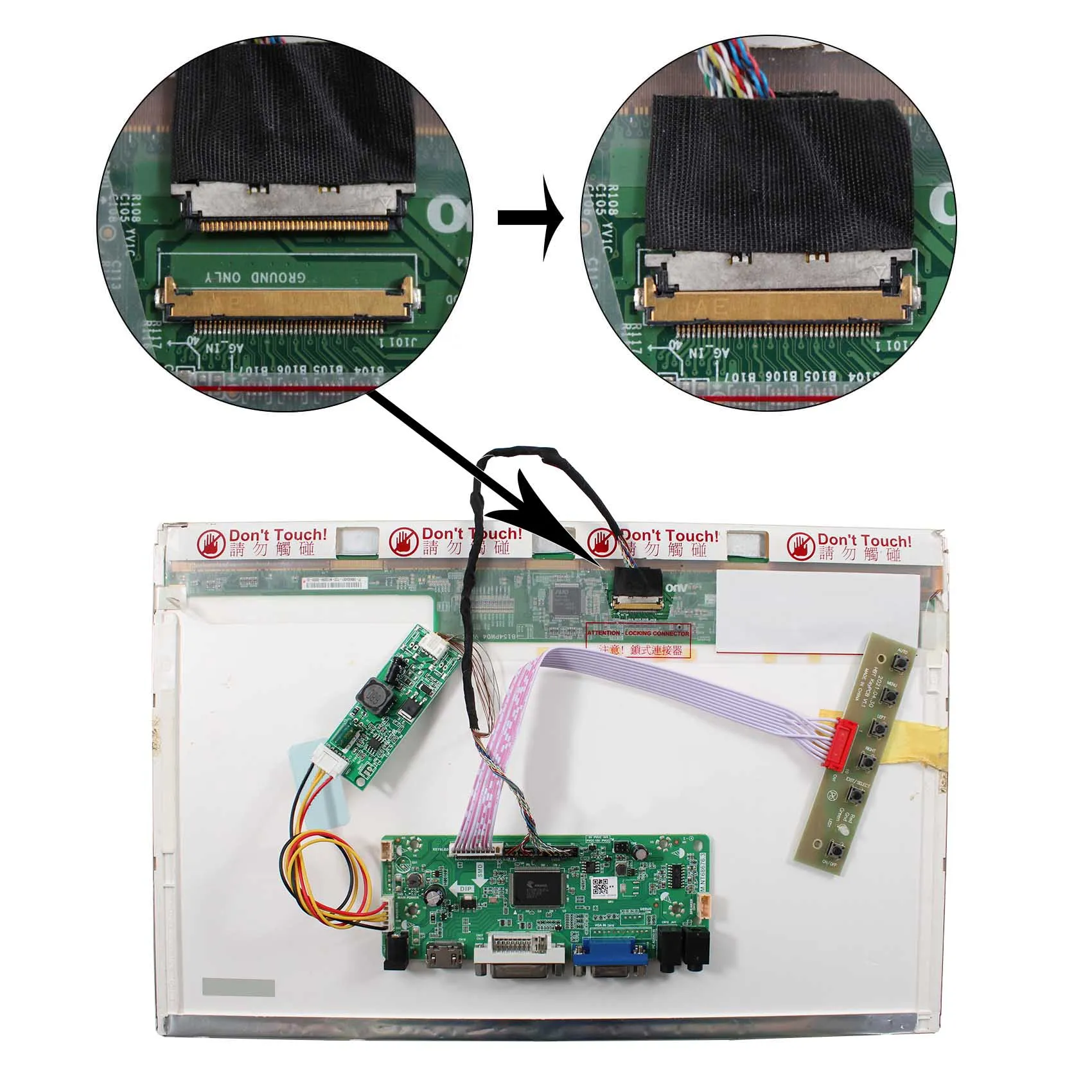 لوحة تحكم LCD صوتية VGA تعمل 15.4in ، من من من من من من من من من نوع b154gi ، ومن نوع TLA1 ، B154PW04 ، V0