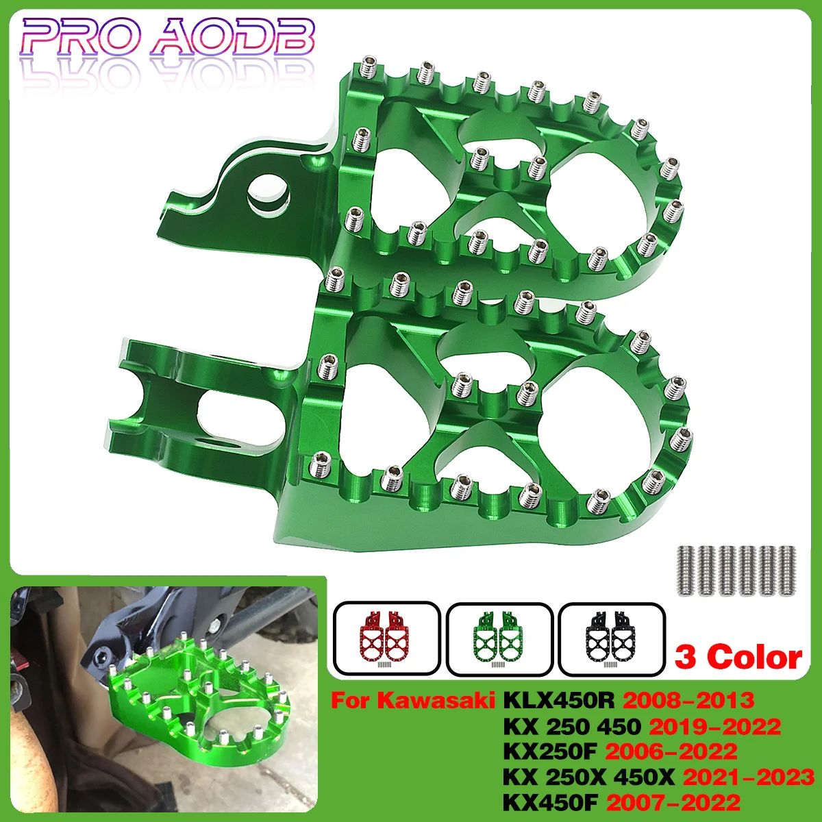 

Motorcycle CNC Aluminum Foot Pegs Pedal For Kawasaki KX 250 450 250F 450F 250X 450X KLX 450R KXF250 KXF450 Dirt bike Accessories