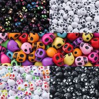 100PCS Black/White/Multicolor Acrylic Skull Head Beads, Hallowmas Theme Spacer Beads For DIY Bracelet Necklace Making Earring