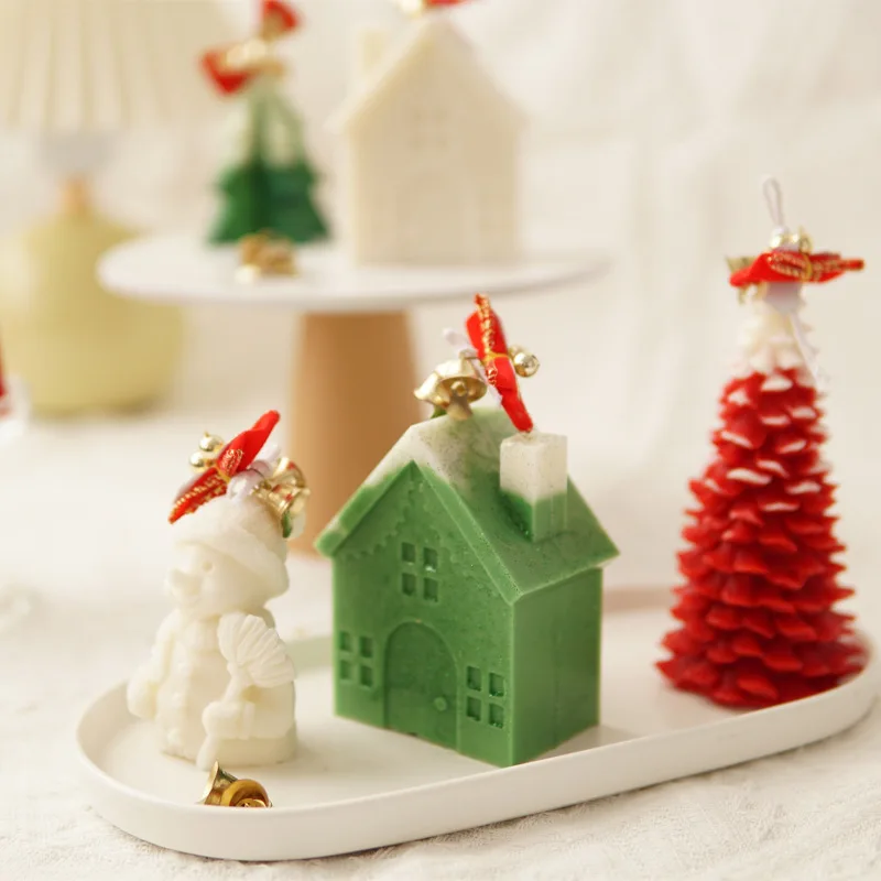 DIY Haus Kerze Formen 3D Holz Haus Villa Kerze, Der Werkzeug Acryl Kunststoff Form Kit Weihnachten Home Dekoration Geschenke
