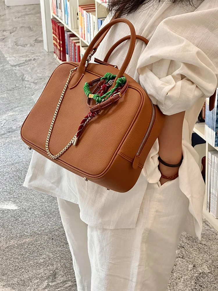 

Большая женская большая сумка Capaci, новинка 2025, винтажная пригородная сумка, сумка через плечо, бостонская сумка, кожаная сумка