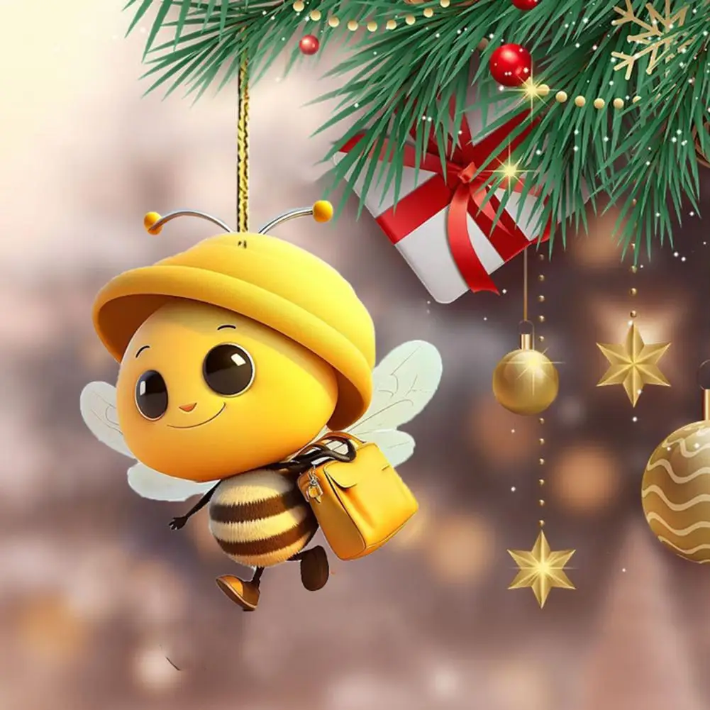 Bee Decorative Pendant Acrylic Car Hanging Ornament Adorable Appearance Vivid Color Christmas Tree Pendant Charm