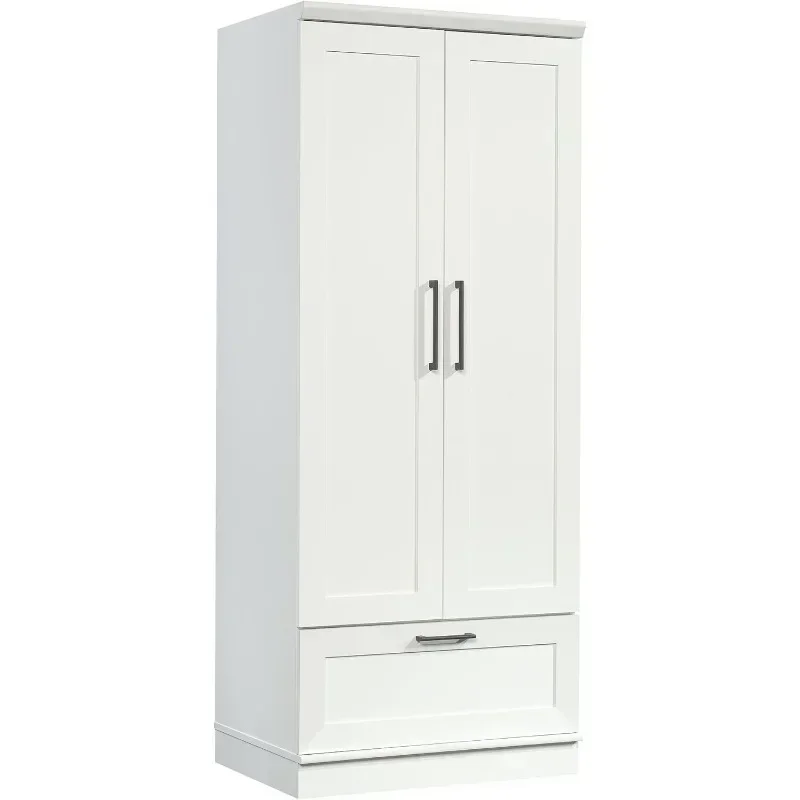 Sauder HomePlus Bedroom Armoire Wardrobe Closet Clothes Storage with Hanging Rail, Pantry Storage Cabinet with Storage Drawer