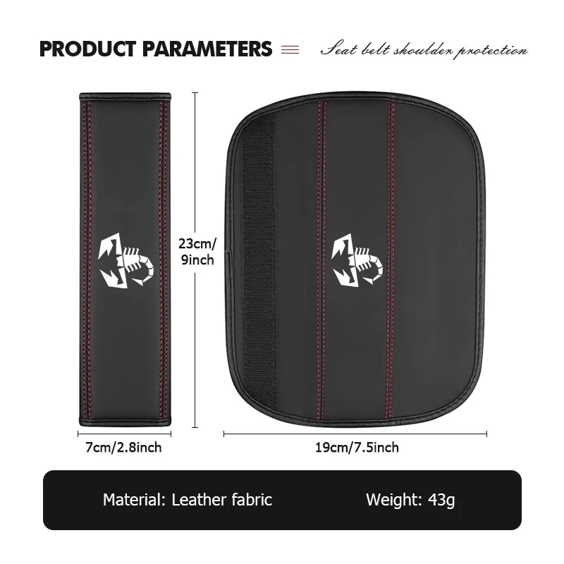 Breathable Car Seat Belt Shoulder Cover Suitable for Abarth 500 595 695 124 Spider Strap Protection Pad Interior Accessory