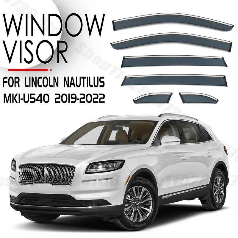 Window Visors for Lincoln Nautilus MK1 6pcs Side Window Rain Guard Wind Deflector Weathershield Vent Visor for Car Windows