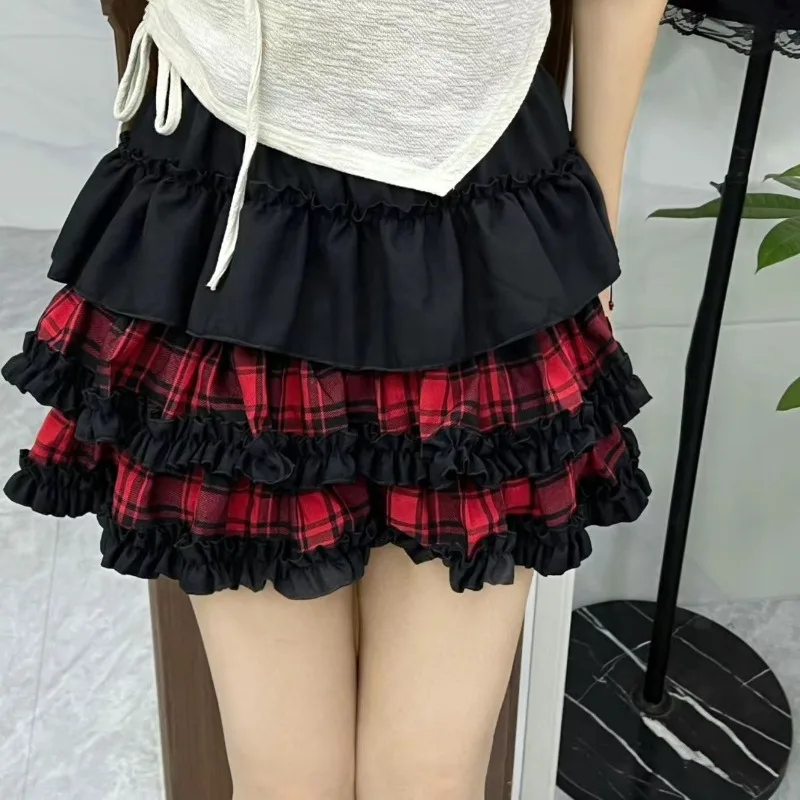 

Женские эстетичные готические юбки в стиле Y2K для лета, с эластичной талией, короткие, в стиле Dark Subculture, в клетку, для уличной моды