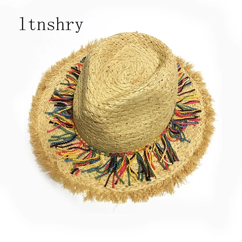 

New Summer women to prevent outside the sun hat ring straw hat girl retro beach Panama hat Chapeu Feminino soft hat jazz holiday