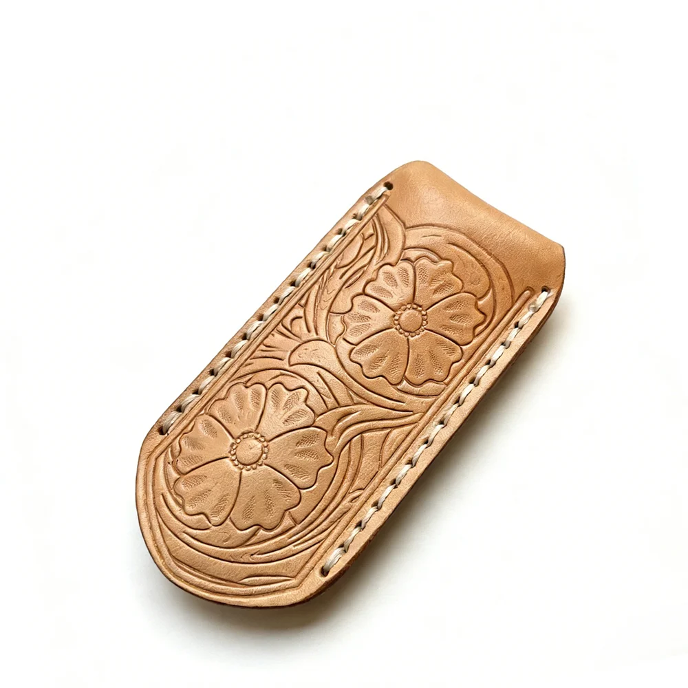 12cm Cowhide Folder Knife Leather Sheath Scabbard Straight Pocket Case Bag Knife Cover Holsters Outdoor Tools Scabbard