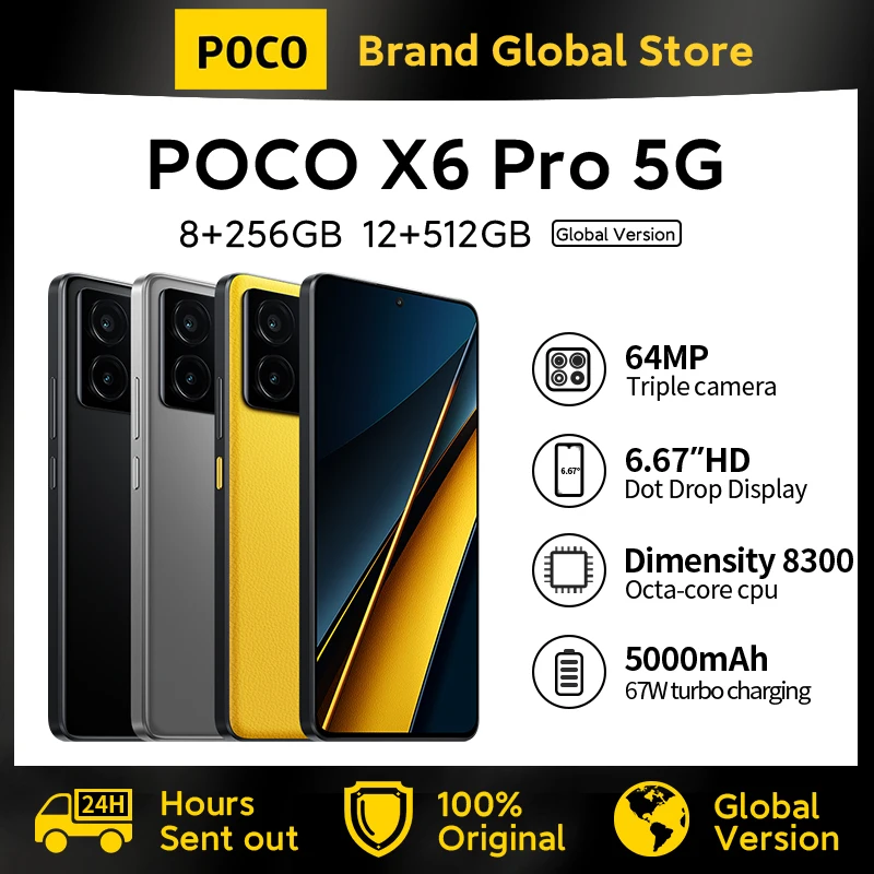 Global Version POCO X6 Pro 5G Smartphone Dimensity 8300-Ultra 6.67