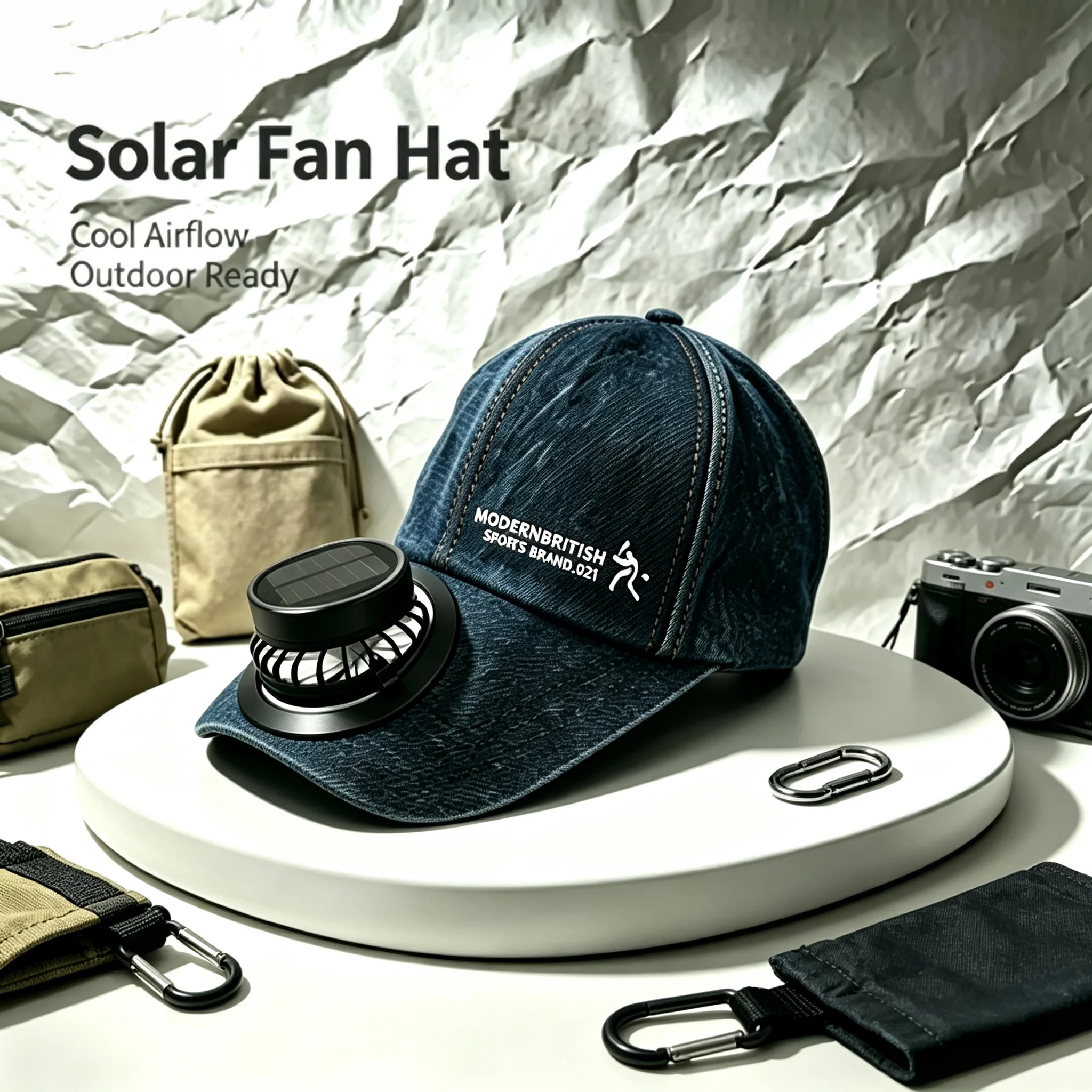 Denim Solar Cooling Fan Cap 3 Speed Wind Type-C Rechargeable Quiet Operation Long Battery Sun Hat for Cycling Construction Work