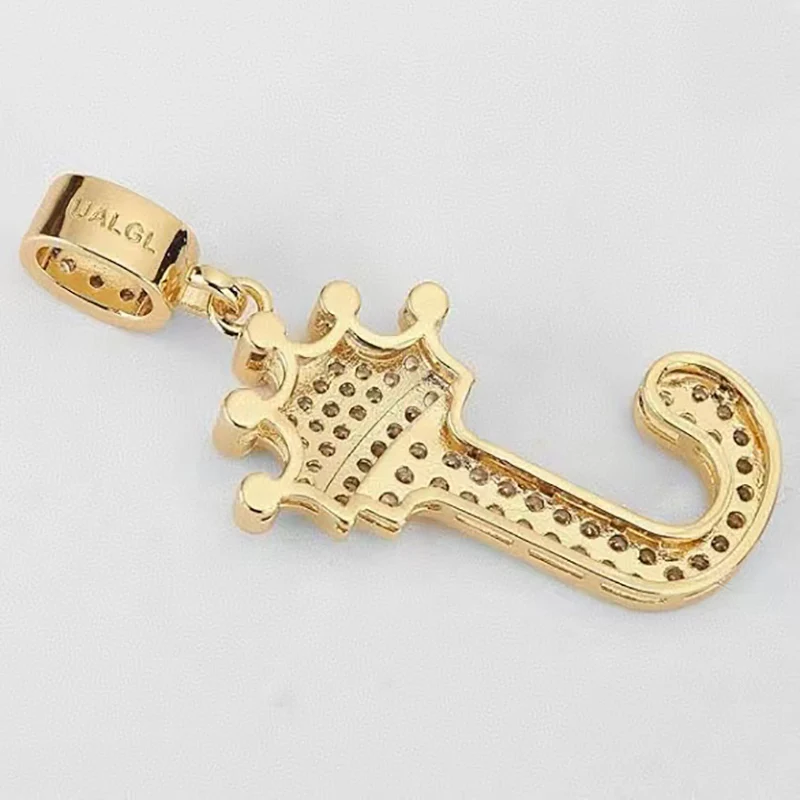 تاج A-Z رسائل قلادة 18K مطلية بالذهب مع سلسلة 23 ''، هدية عيد الميلاد عيد ميلاد الهيب هوب اسم مجوهرات للرجال والنساء #5