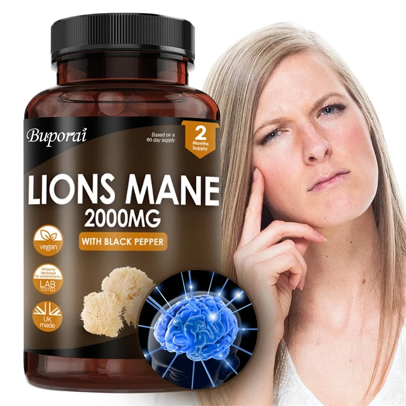 

Lion's Mane 2000mg - Antioxidant Properties, Improves Overall Cognitive Ability, Promotes Nervous System Health, Non-GMO