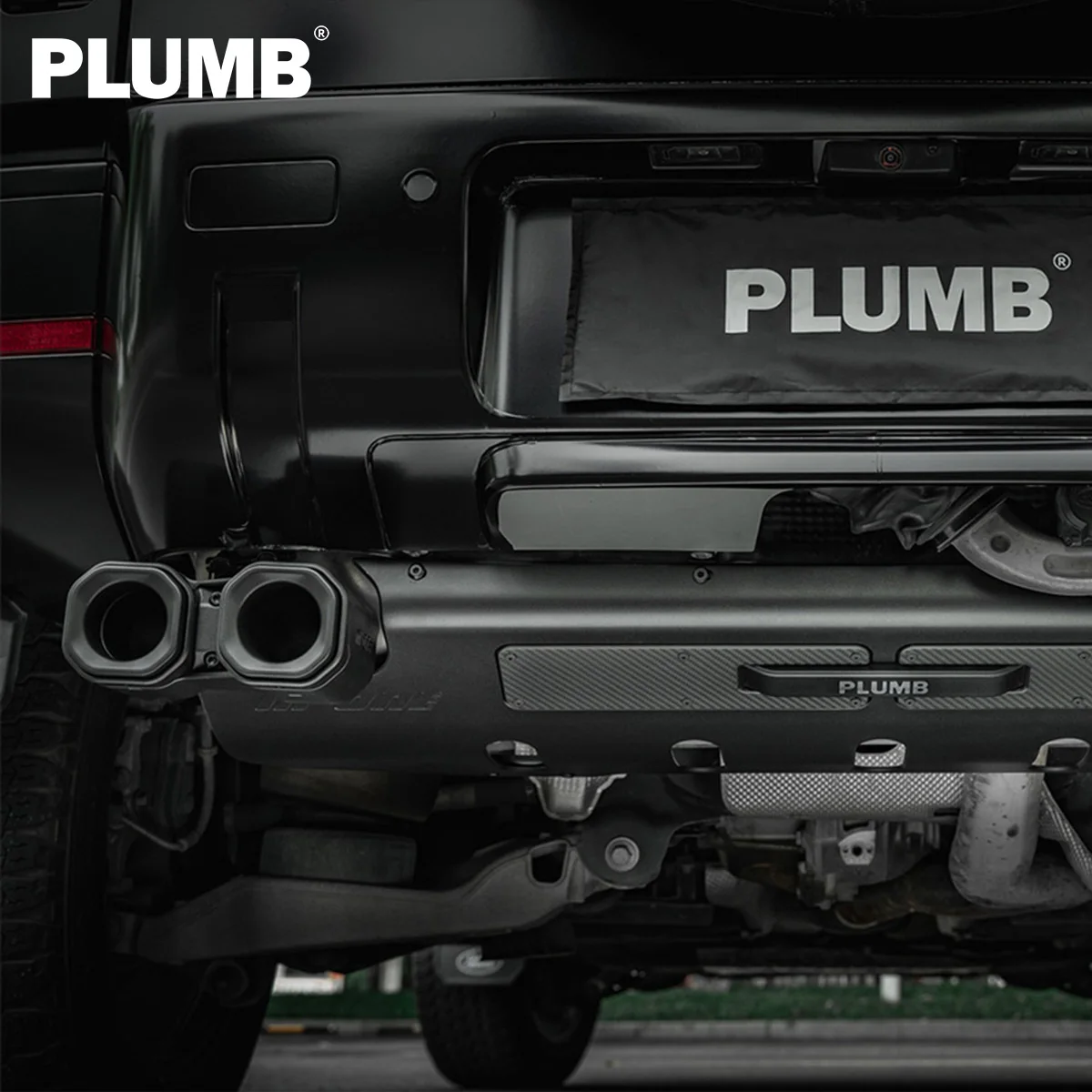 PLUMB Piastra di protezione per tubo di scarico in lega di alluminio-magnesio a secco in fibra di carbonio per Land Rover Defender 110/130