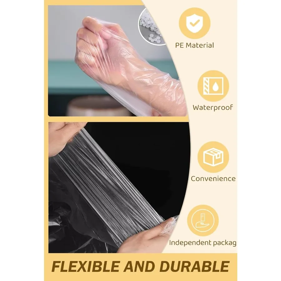 مآزر مقاومة للماء للاستعمال مرة واحدة مع أغطية أكمام للذراع في المواد البلاستيكية 40 عدد مثالي لطلاء الطبخ والجوارة المنزلية