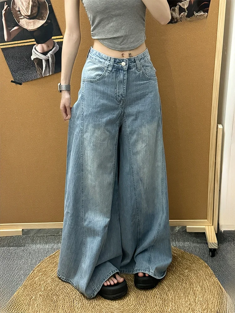 

Loose Lazy Slouchy American High Street Denim Jeans Women Summer New Style Spicy Retro Match Long Pants High Waist Zipper Clo...