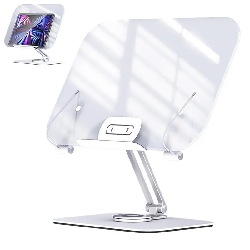 Reading Stand Recipe Book Holder 360  Rotating Base Rotatable Acrylic Book Stand For Hands-free Reading Of Books Recipes