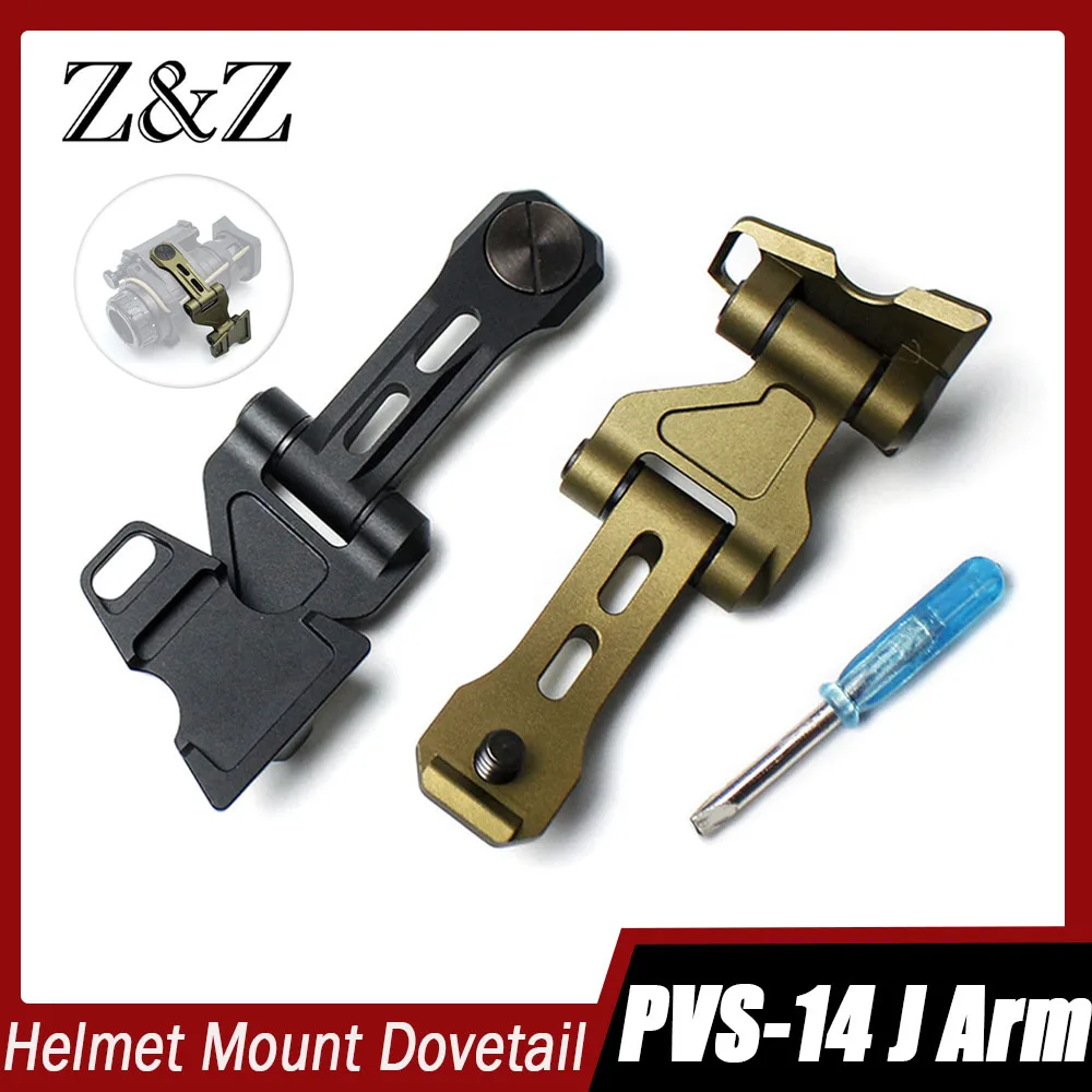 

Крепление PVS14 J-arm для ПНВ, легкое металлическое крепление на шлем для AN/PVS-14 L4G24, новое тактическое крепление Dovetail для ночного видения, для охоты