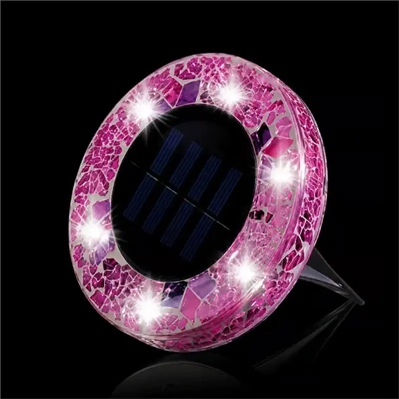 A25F-4Pack Solar Disk Light, Waterproof Solar Outdoor Mosaic Disk Lights For Walkway, Patio & Lawn, Decorative Driveway Lamps