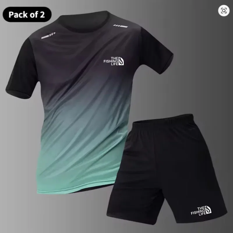 

Men's plus Size Running Sets Sportswear Short Sleeve Fitness Basketball Tennis Soccer Gym Clothing 2-Piece Sports Suits