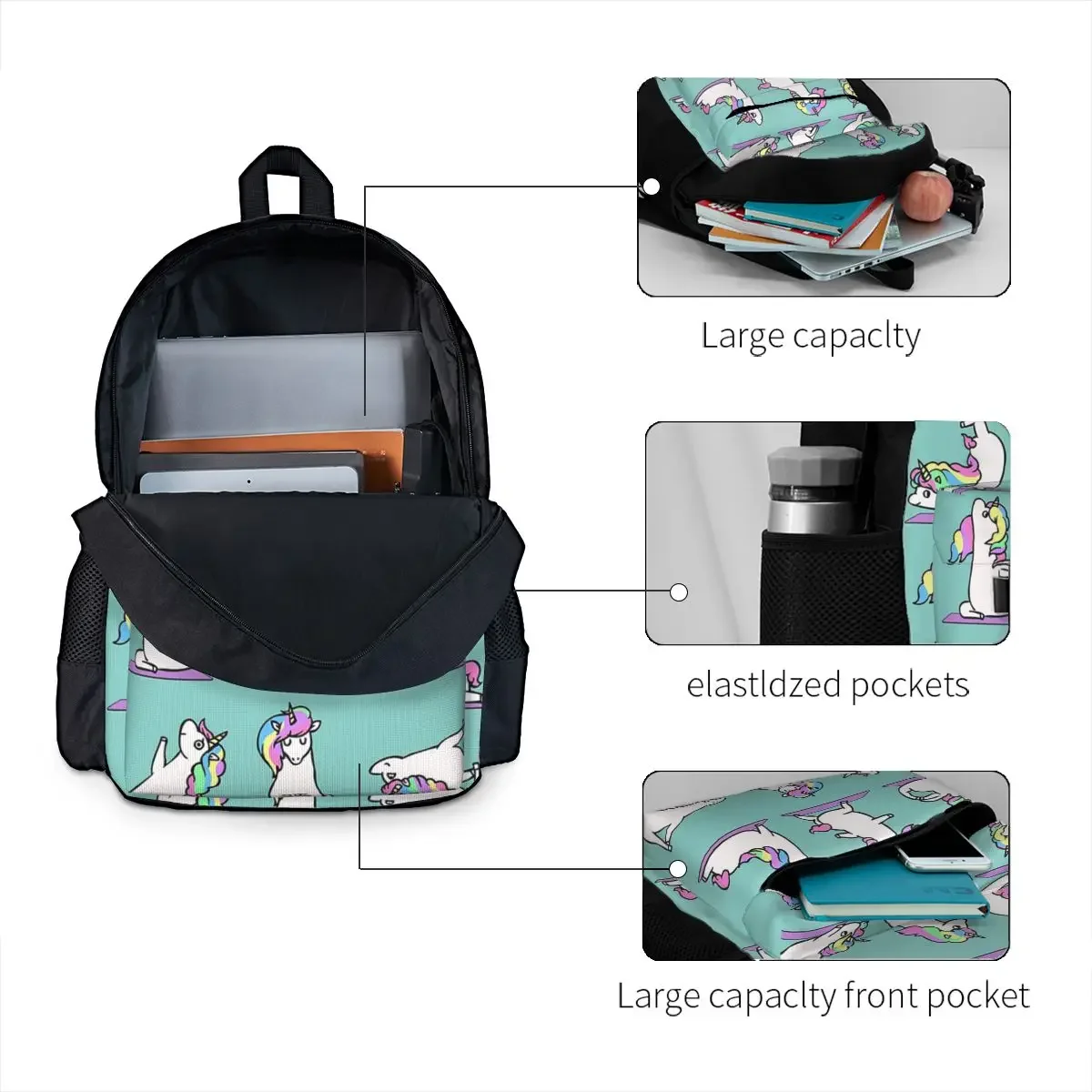 Zaini Yoga unicorno ragazzi ragazze Bookbag studenti borse da scuola cartone animato bambini zaino da viaggio zaino a tracolla grande capacità