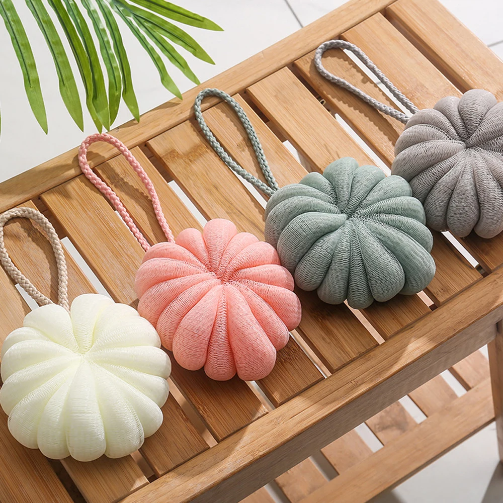 

Portable Bath Ball Hanging Rubbing Pumpkin Shape Foam Ball Cute Girl Back Rubbing Bath Supplies Soft and Skin-friendly Bath Ball